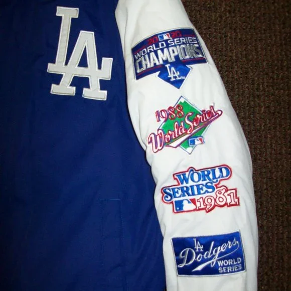 LOS ANGELES DODGERS 7 TIME WORLD SERIES CHAMPIONSHIP Hooded Jacket M L 2X - Picture 12 of 13